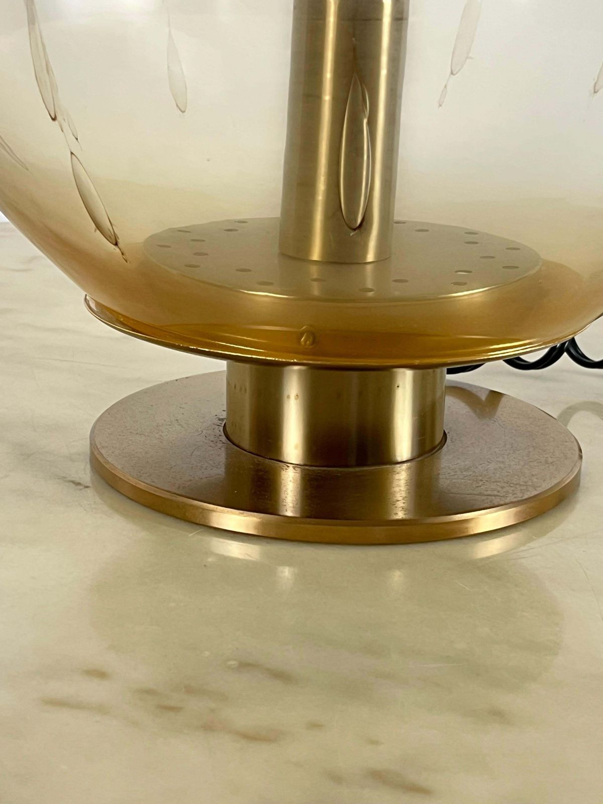 Vintage La Murrina Table Lamp, Murano Glass And Brass, Italy, 1968 photo vintage