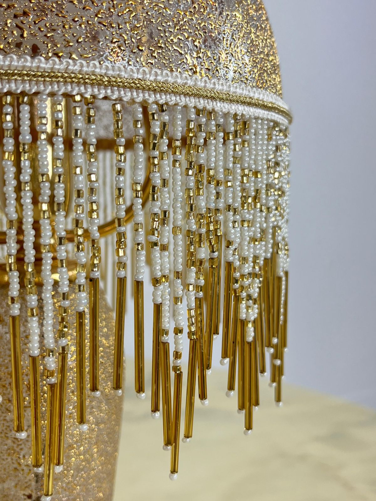 Set Of 2 Table Lamps In Mouth Blown Glass And Hand Decorated With Pure Gold 1980 photo vinterior