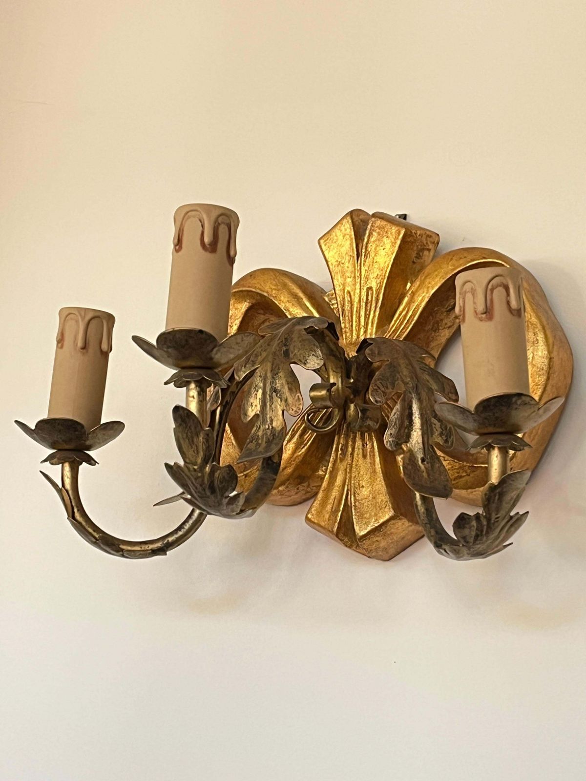 Set Of 7 Wooden Appliques, Three Lights, Italy, 1980s photo furniture