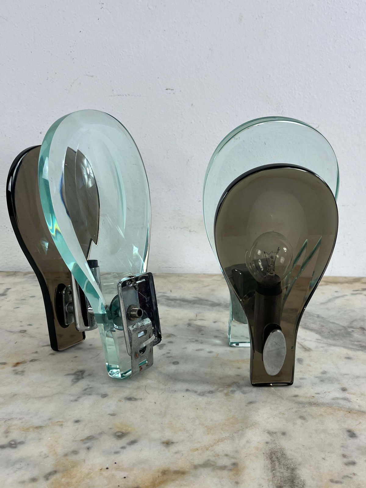 photo vinterior Set Of 2 Nile Green Murano Glass Wall Lamps Attributed To Fontana Arte 1960s