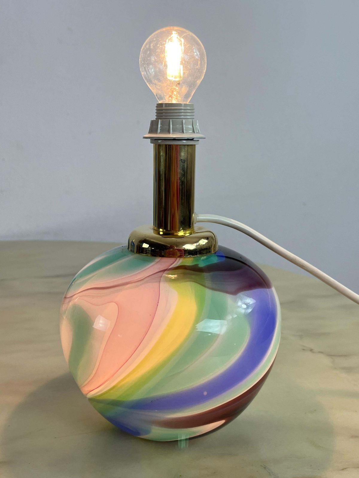 Set Of 3 Double Lighting Murano Glass Table Lamps 1980s photo for sale