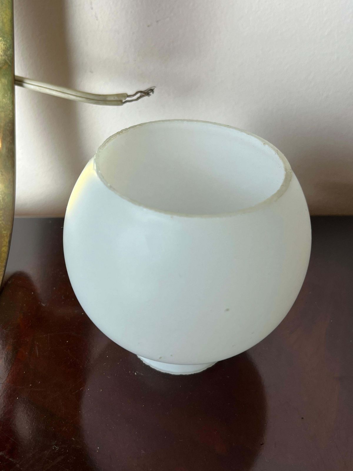 Italian Wall Lamp In Brass And Green Aluminium, Opaline Glass Bowl, 1950s photo buy