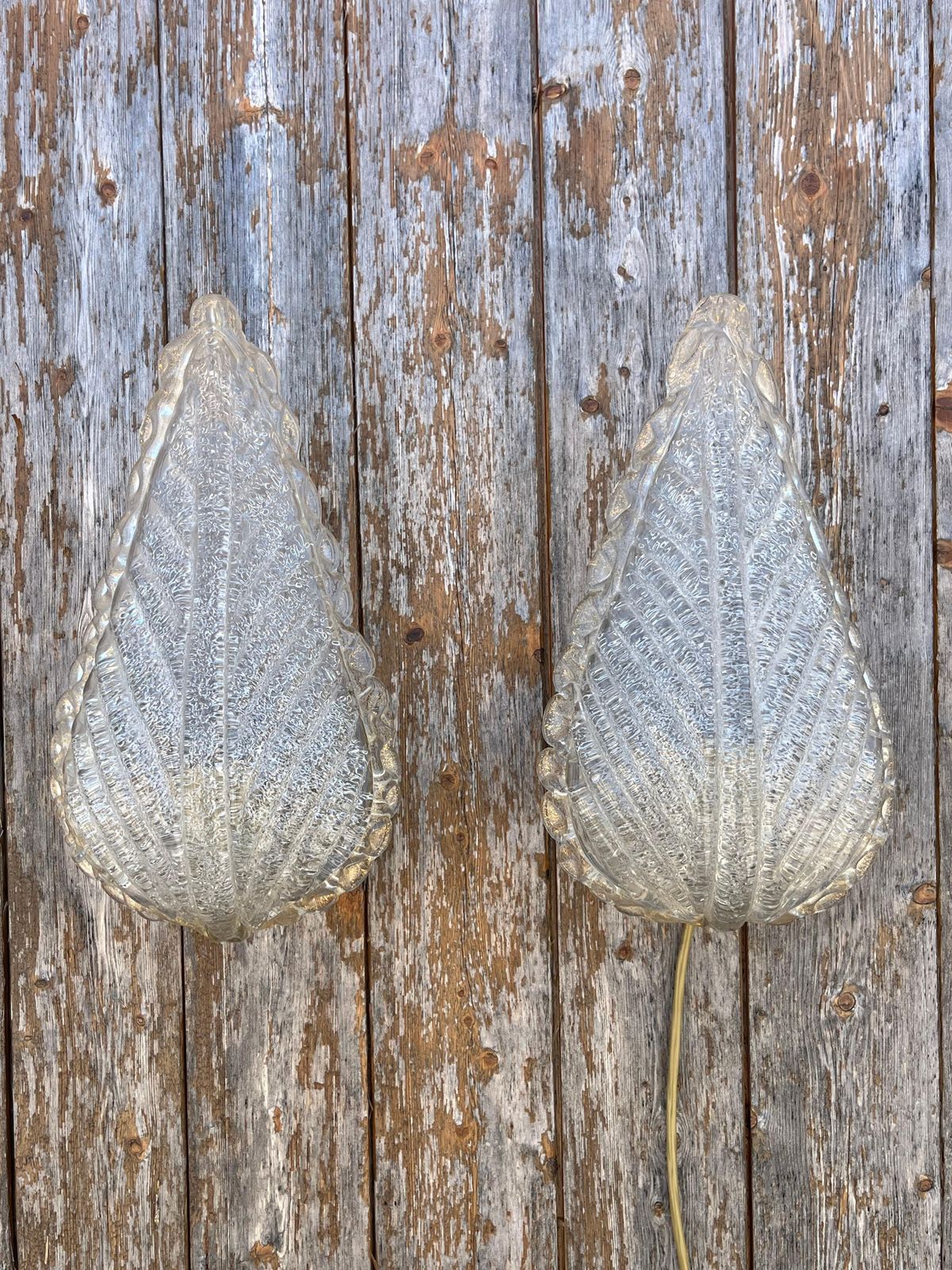 Set Of 2 Mid Century Murano Glass And Brass Wall Lamps Attributed To Cenedese photo furniture