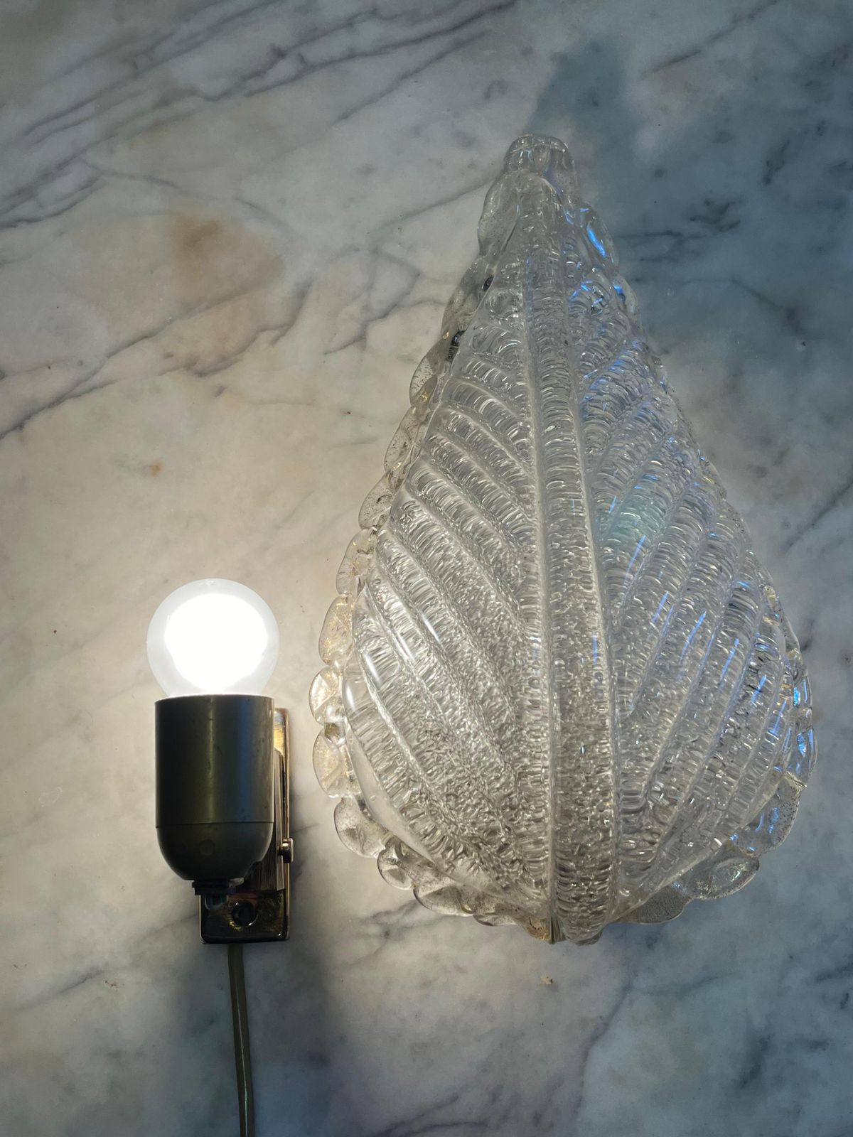 photo buy Set Of 2 Mid Century Murano Glass And Brass Wall Lamps Attributed To Cenedese