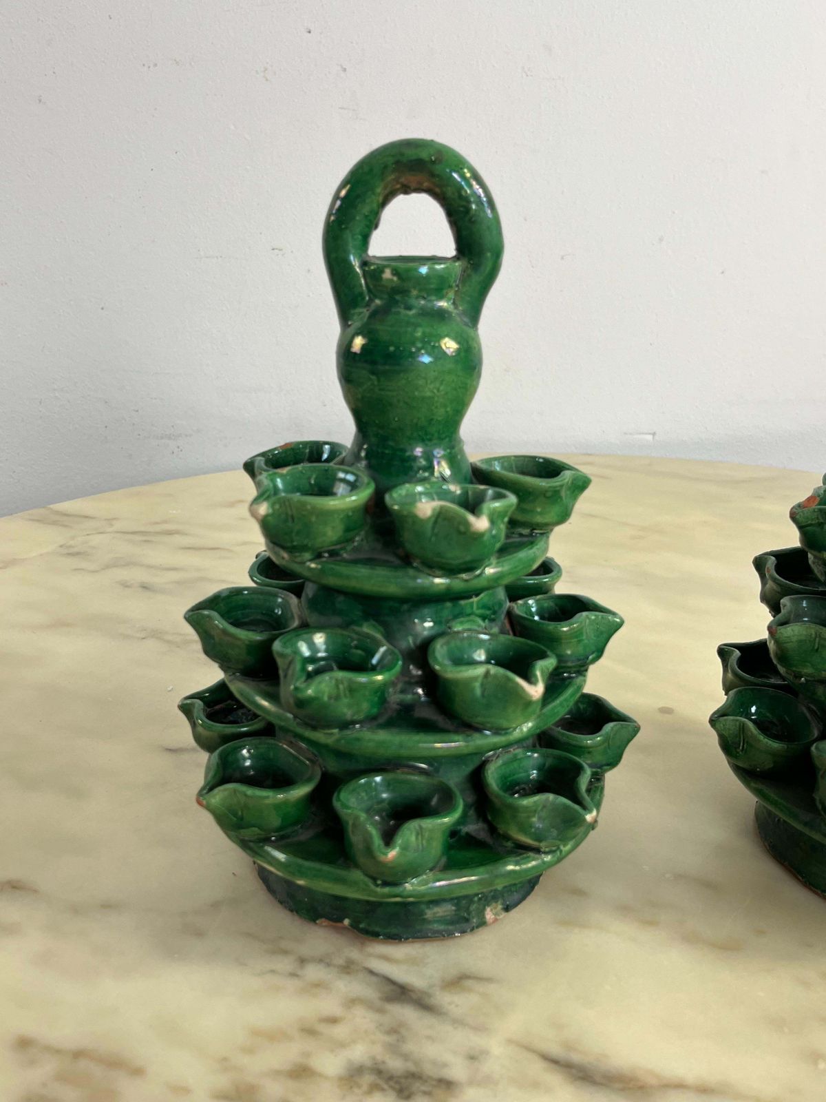 Set Of 2 Lumiere Of Saint Anthony In Caltagirone Ceramic, 1940s photo Home Decor