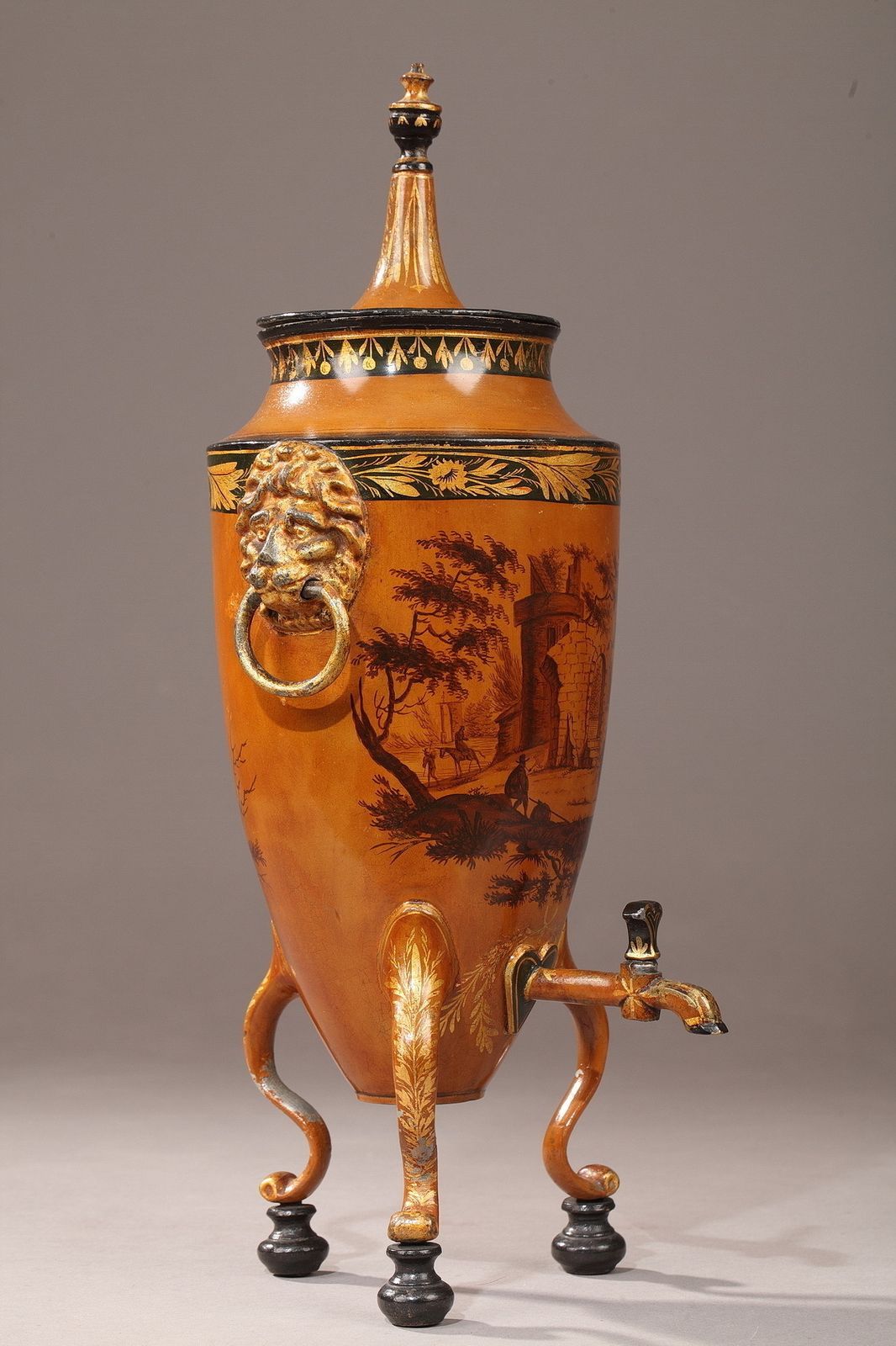 Paire de fontaines à boisson en tôle laquée, époque Empire photo buy