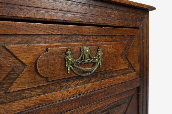 Antique Handcrafted And Carved Oak Chest Of Drawers, 1800s photo Furniture
