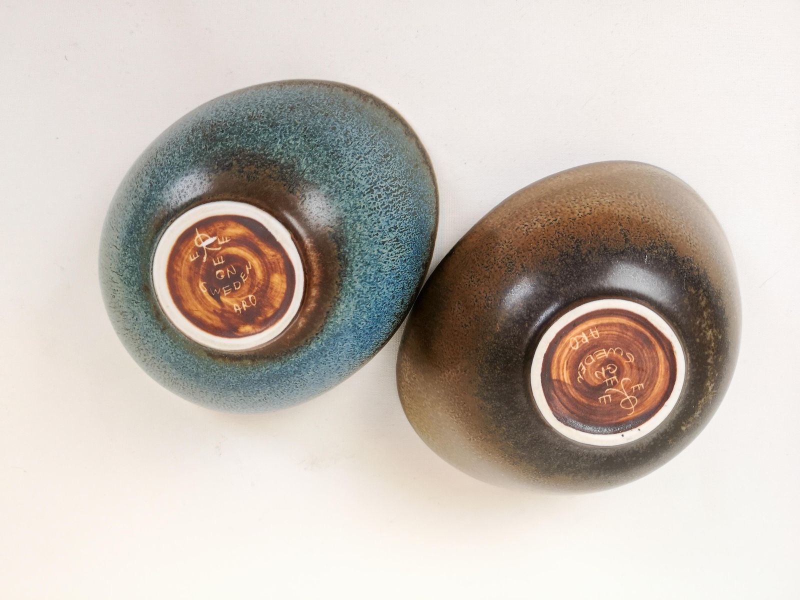 Midcentury Pair Of Bowls Rörstrand Sweden By Gunnar Nylund, 1950s photo vintage