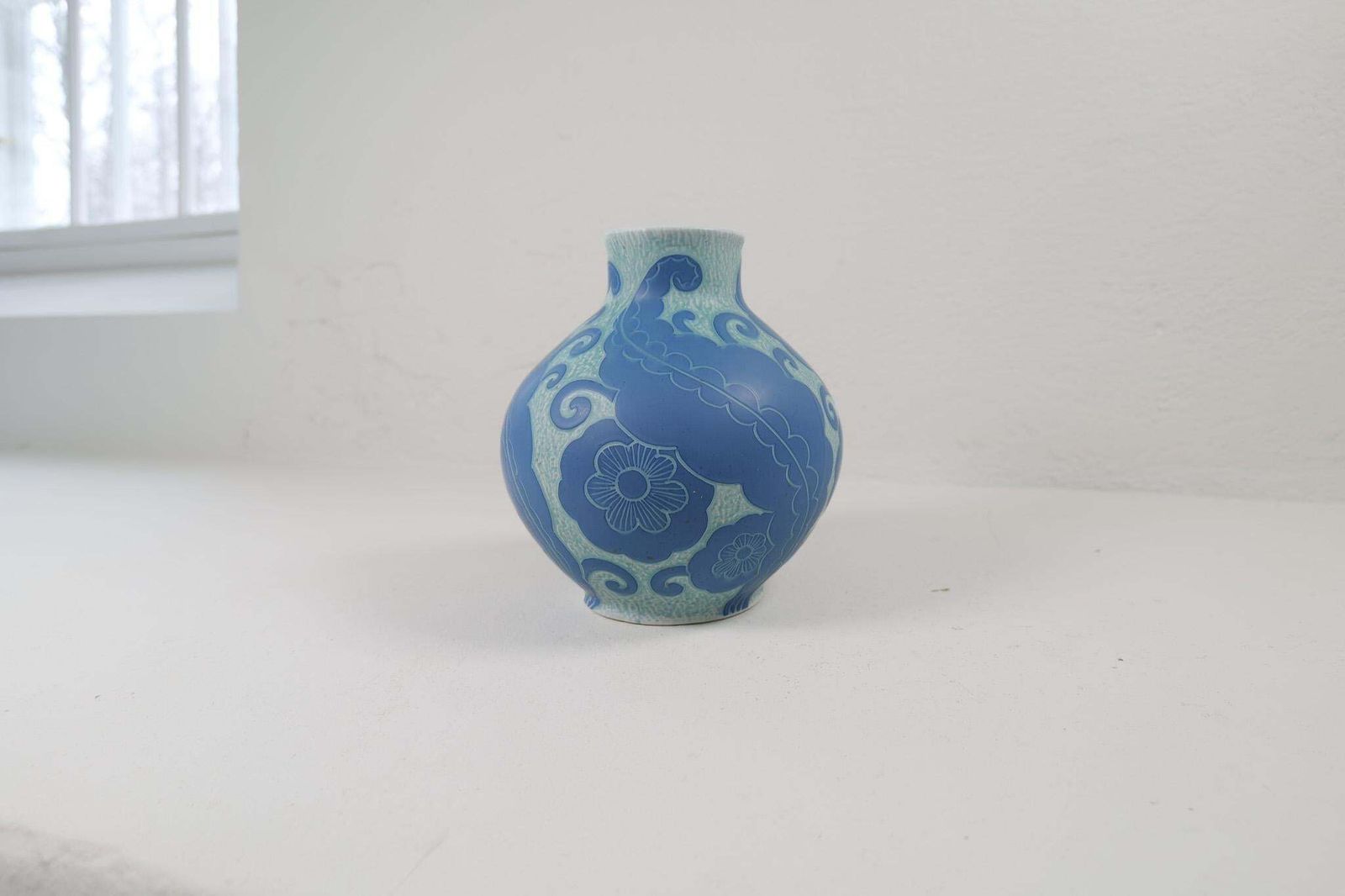 Art Deco Large Vase Gustavsberg Sgraffito Josef Ekberg, Sweden, 1922 photo vintage
