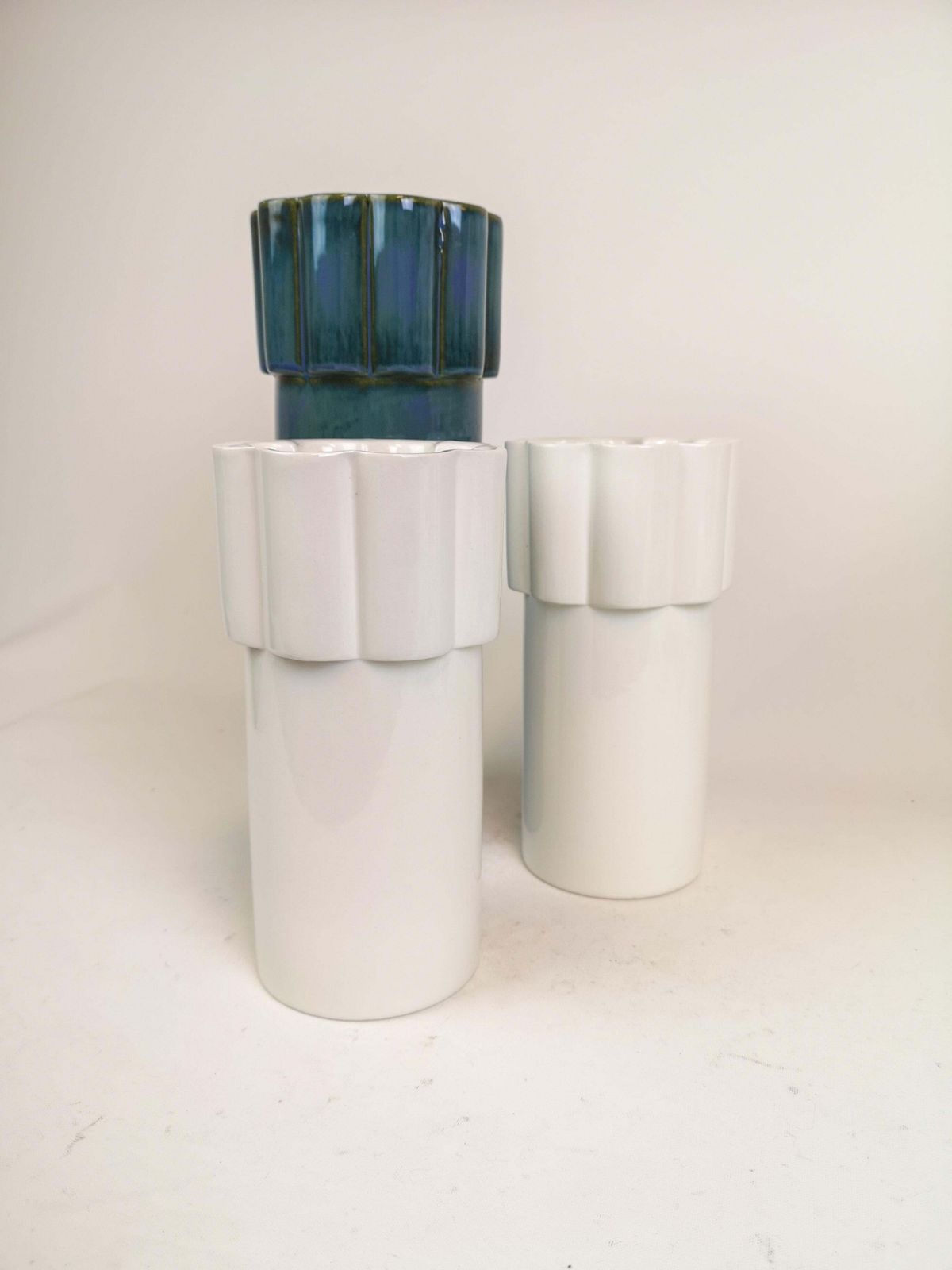 Scandinavian Modern Set Of 3 Vases Konvex By Karin Björquist Gustavsberg, Sweden photo vinterior