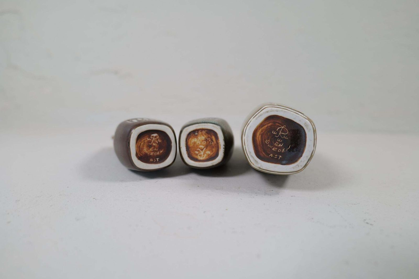 Midcentury Modern Set Of 3 Ceramic Pieces Sweden 1950 Rörstrand Gunnar Nylund photo vintage