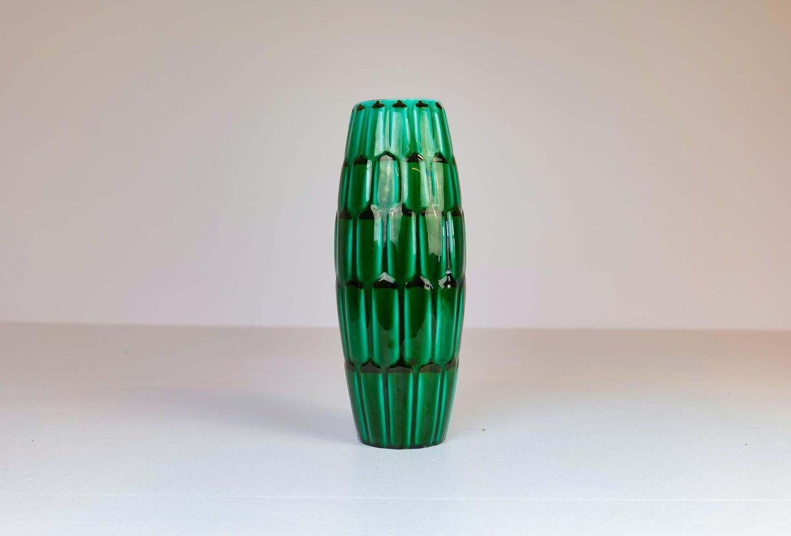 photo furniture Midcentury Green Large Ceramic Vases And Platter/Bowl Upsala Ekeby "Capri" 1950s