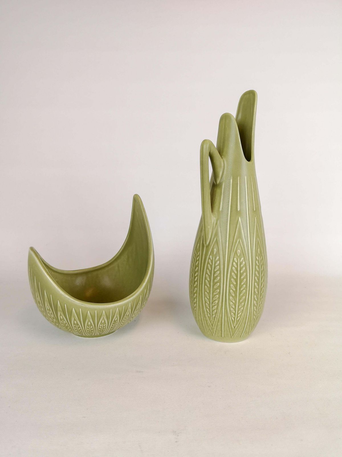 Midcentury Modern Ceramic Bowl And Vase "Rialto" By Gunnar Nylund For Rörstrand photo for sale
