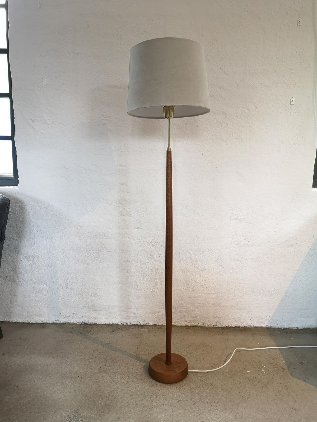 Midcentury Floor Lamp Teak And Brass Falkenbergs Belysning Sweden, 1960s photo for sale