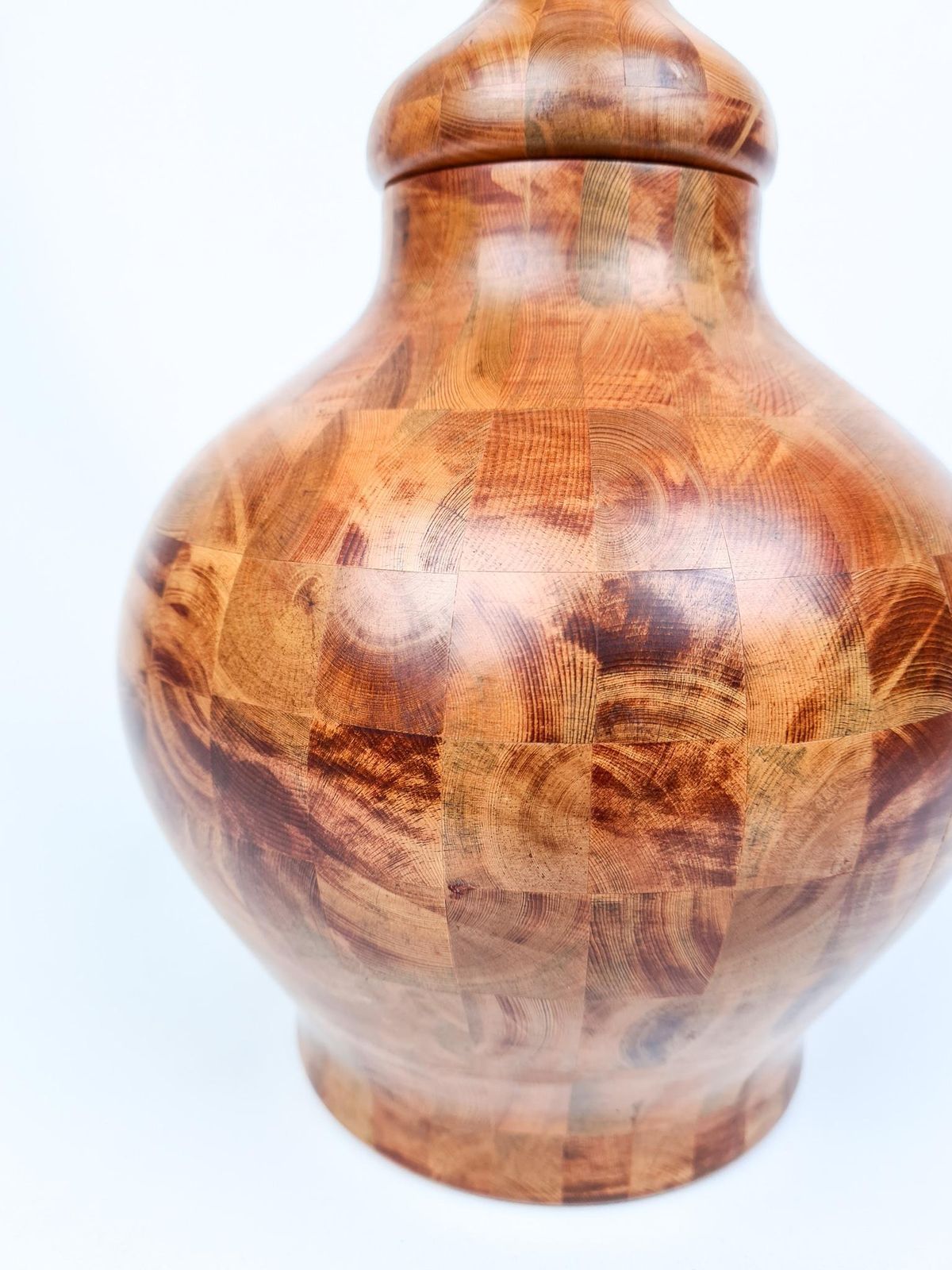 Scandinavian Modern Wooden Pine Urn Exceptional Quality, 1970s, Sweden photo Home Decor