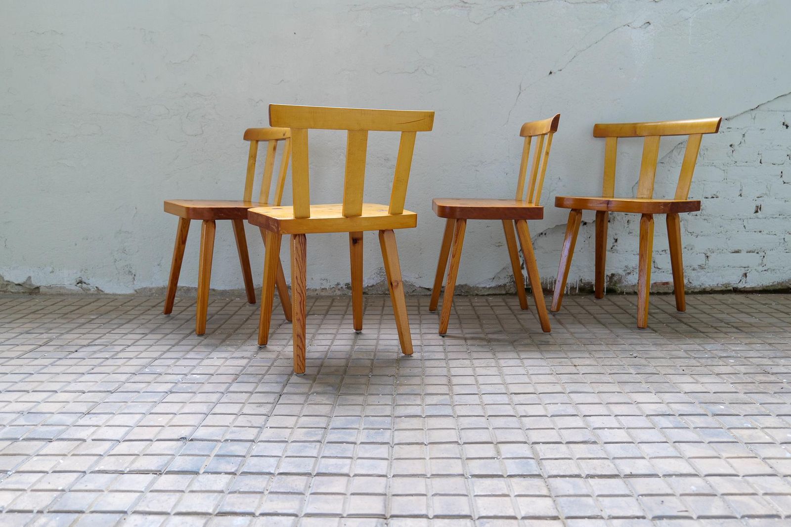 Furniture Swedish Modern Set Of 4 Dining Chairs In Pine photo