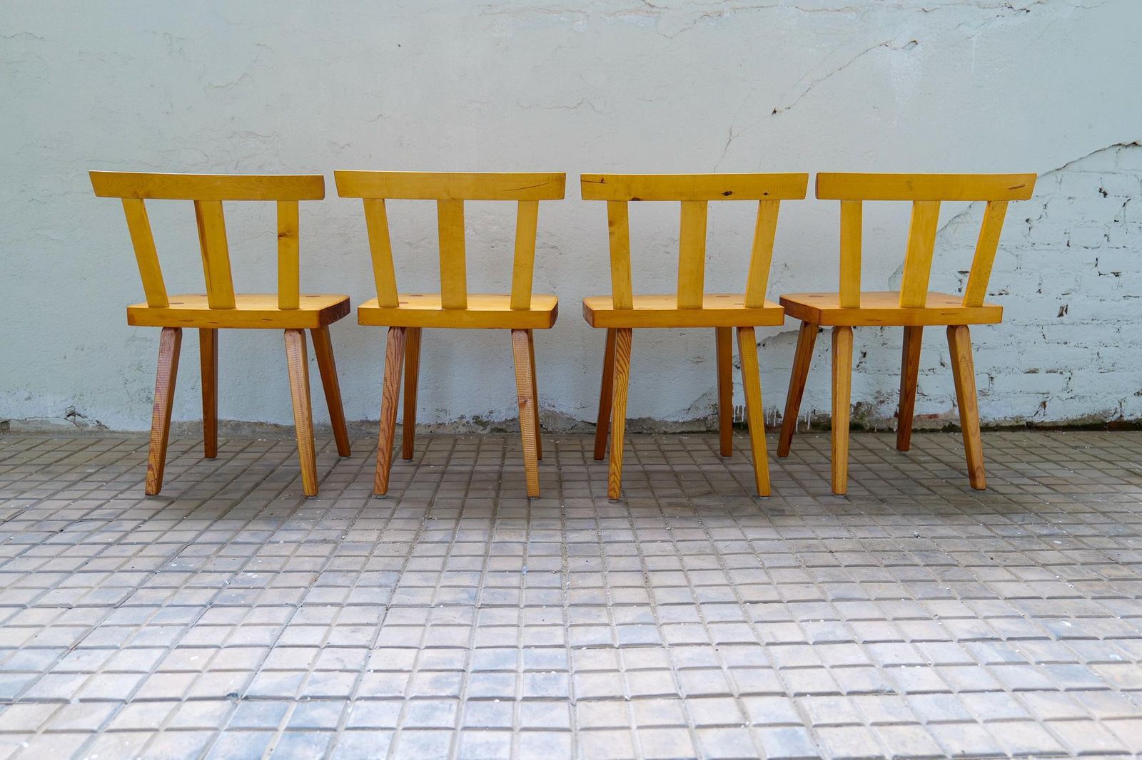 photo buy Swedish Modern Set Of 4 Dining Chairs In Pine