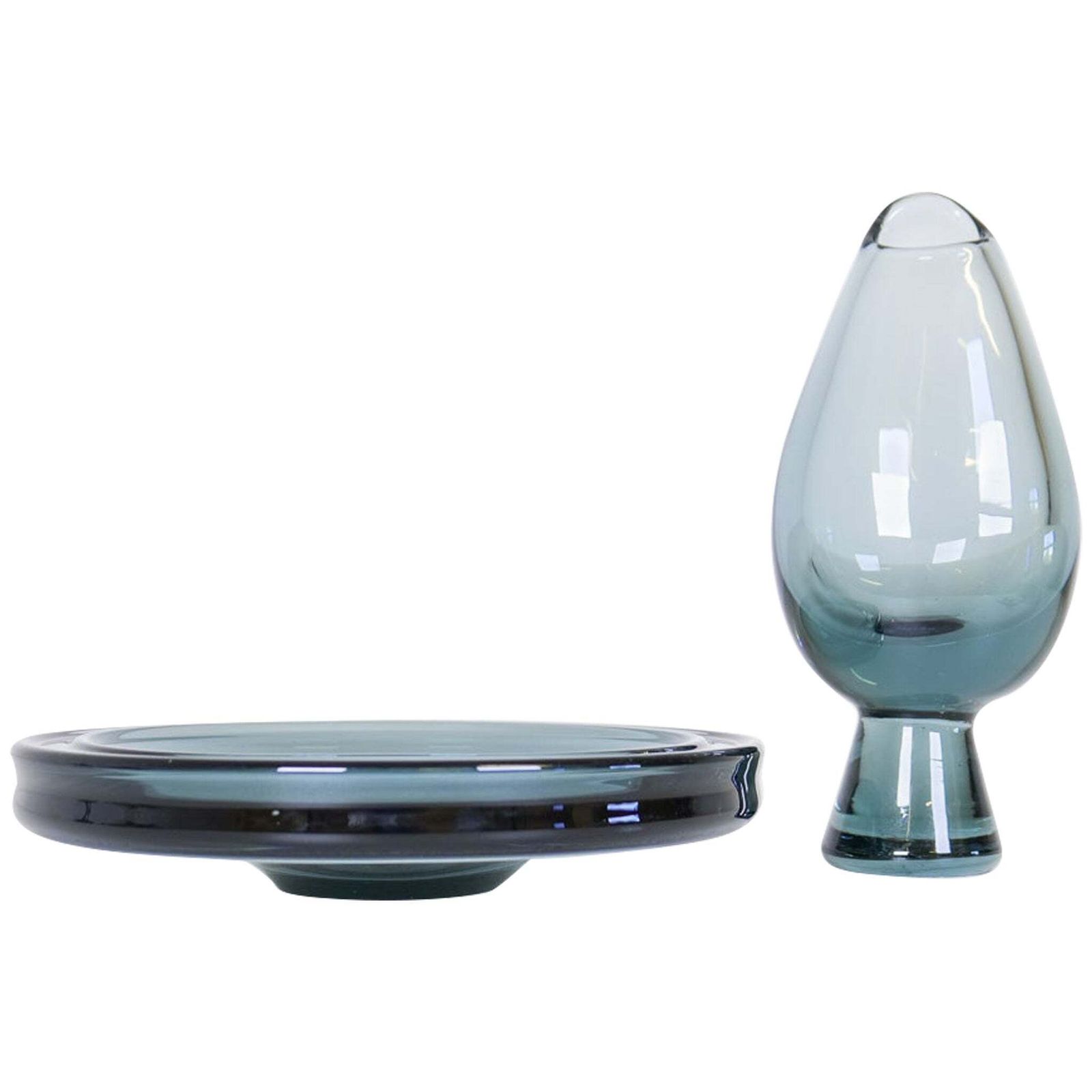 Midcentury Set Of 2 Art Glass Vessels By Vicke Lindstrand For Kosta Sweden