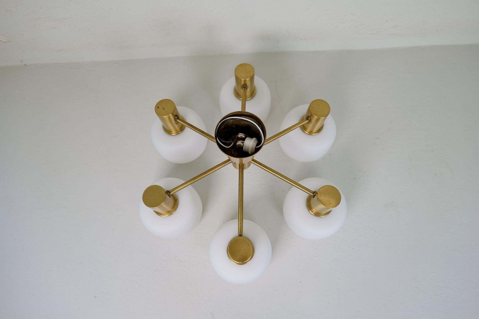 photo buy Mid Century Modern Brass Ceiling Fixture Asea Sweden, 1950s