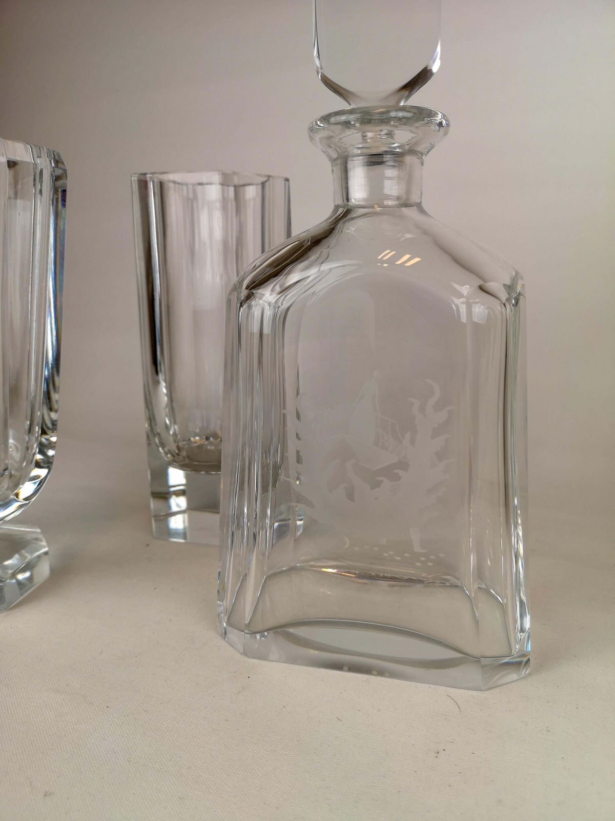 Art Deco Set Of 3 Crystal Pieces Elis Bergh Kosta, Sweden, 1930s photo for sale