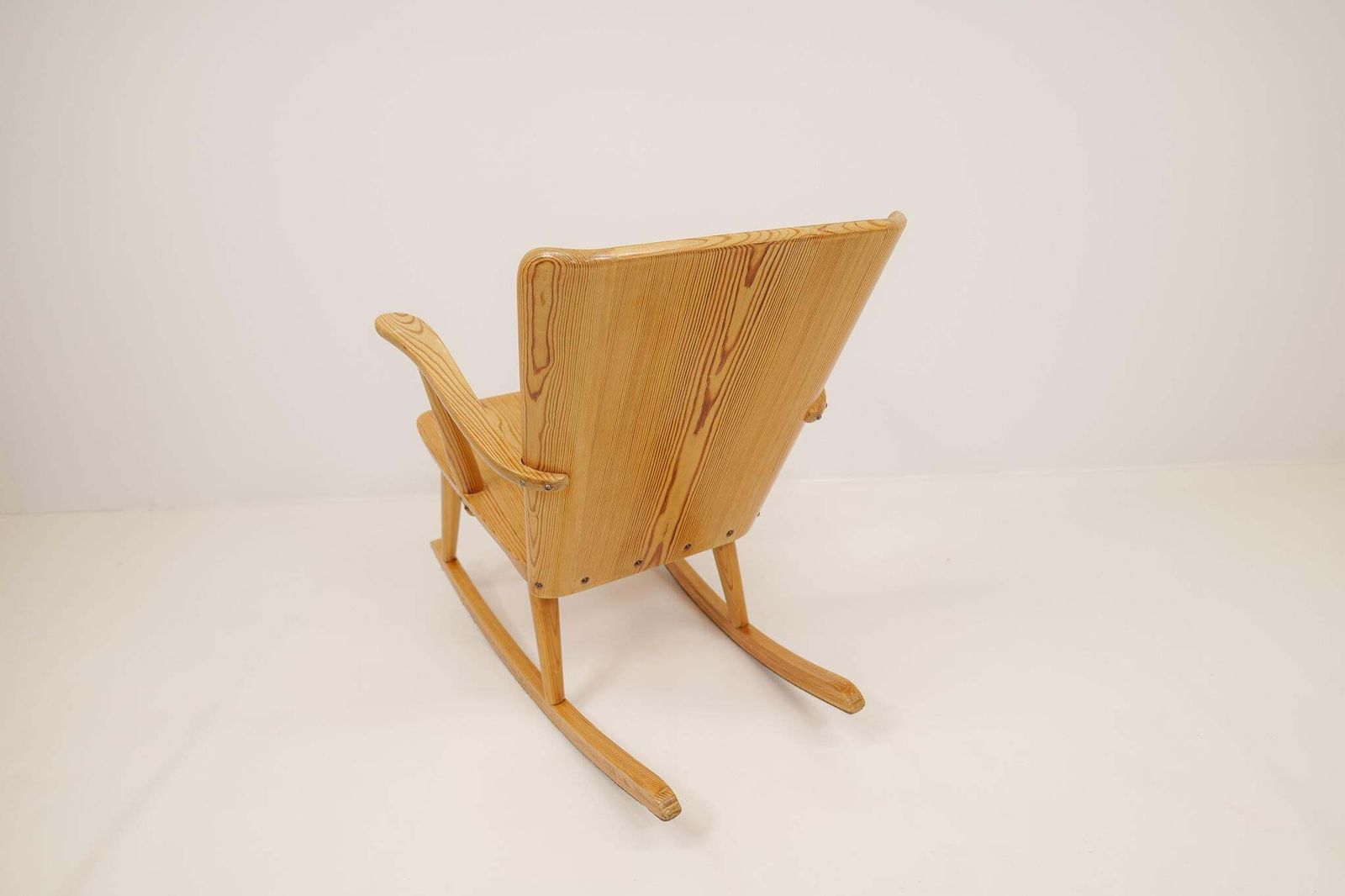 Furniture Midcentury Rocking Chair In Pine, Göran Malmvall, Sweden, 1940s photo