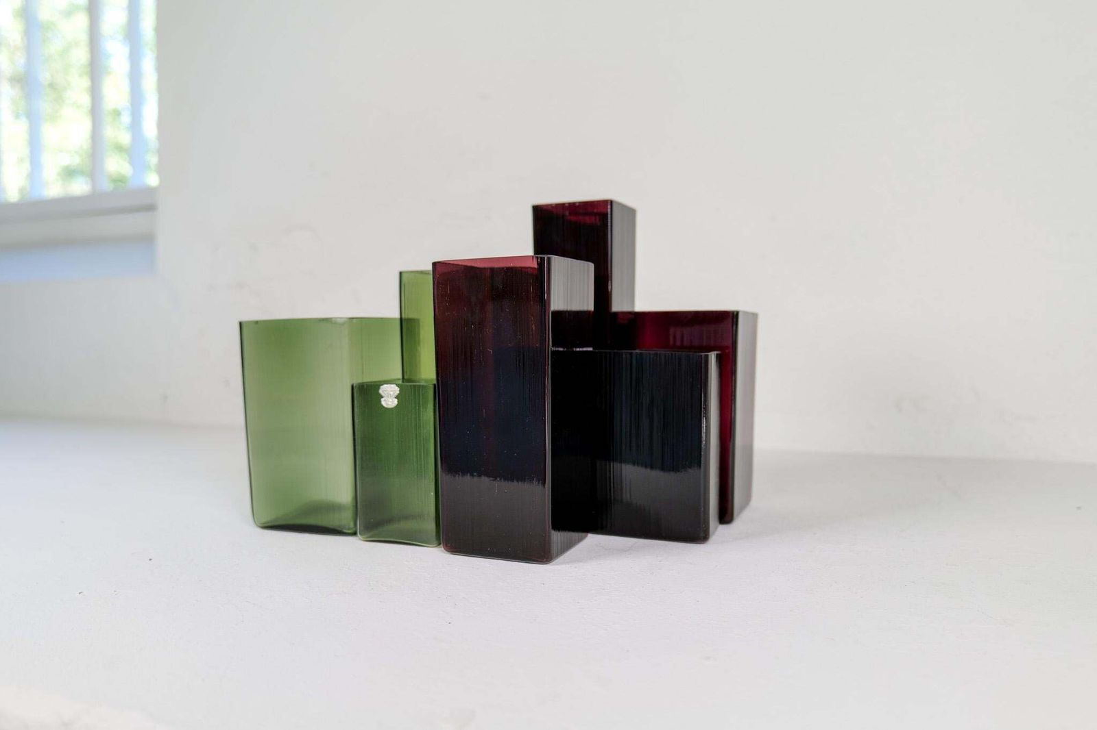 Midcentury Collection Of Seven "Ice" Gullaskruf Vases, Sweden, 1960s photo vintage