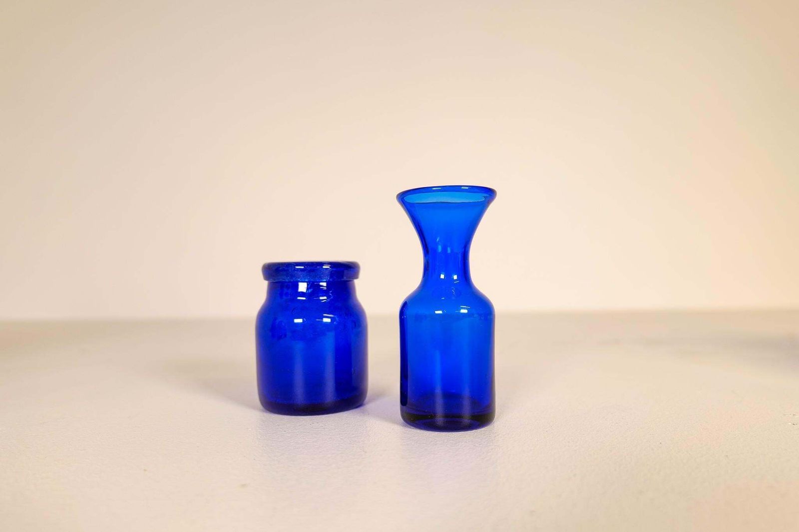 photo for sale Midcentury Collection Of Eight Blue Vases By Erik Hoglund, Sweden, 1960s