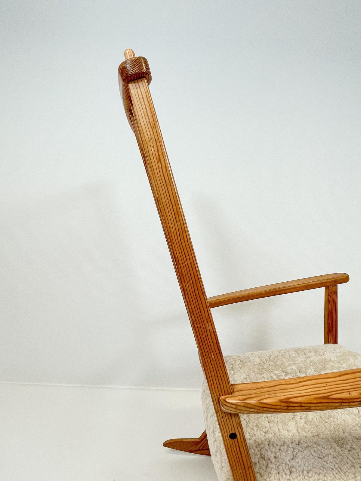 photo for sale Midcentury Rocking Chair In Pine And Sheepskin Yngve Ekström Sweden