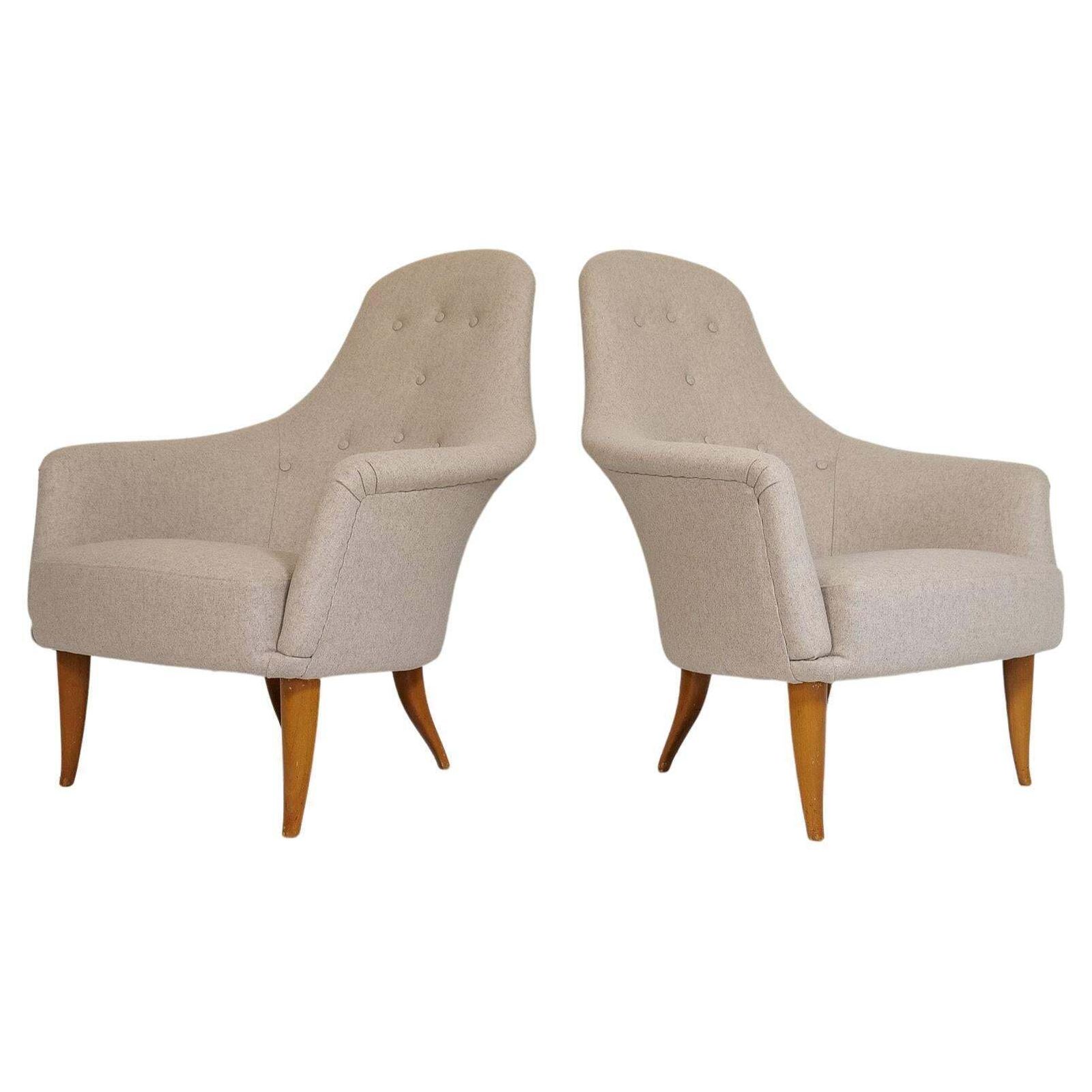 Midcentury Modern Big Adam Lounge Chairs Nk, Sweden, 1950s