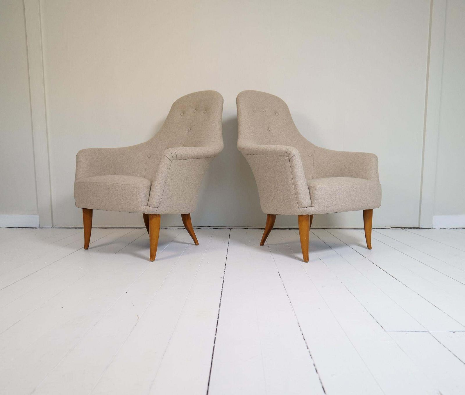 Midcentury Modern Big Adam Lounge Chairs Nk, Sweden, 1950s photo vintage