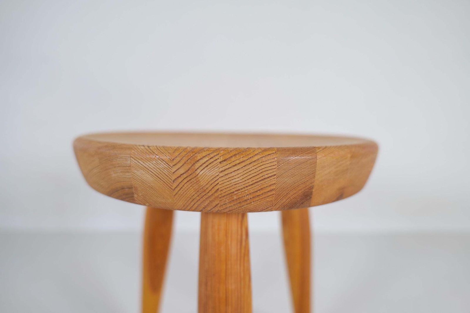 Scandinavian Modern Sculptural Stool Pine, Sweden, 1970s photo vintage