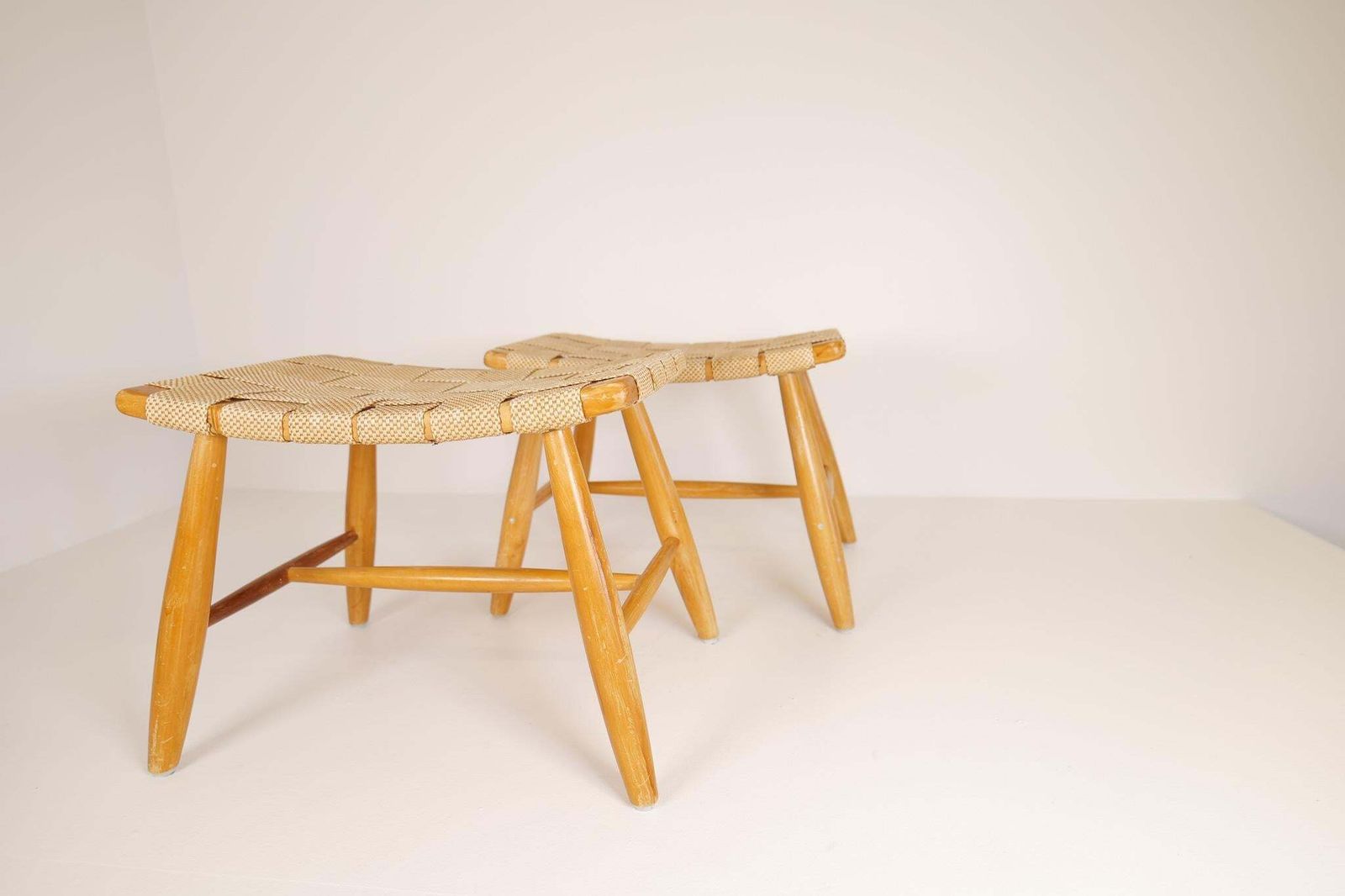 photo buy Midcentury Pair Of Swedish Stools In Lacquered Birch, 1960s