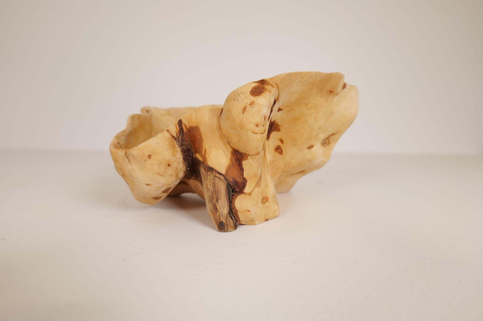 Scandinavian Modern Set Of 2 Swedishs Folk Art Organic Burl Bowls, Circa 1990s photo vinterior