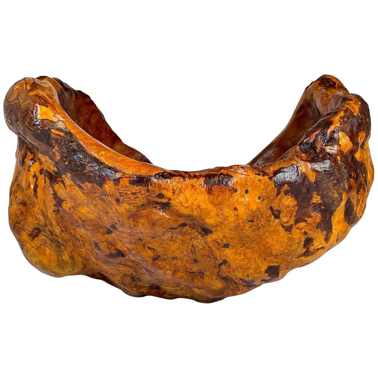Exeptional Large Swedish Folk Art Organic Burl Bowl, Circa 1960s