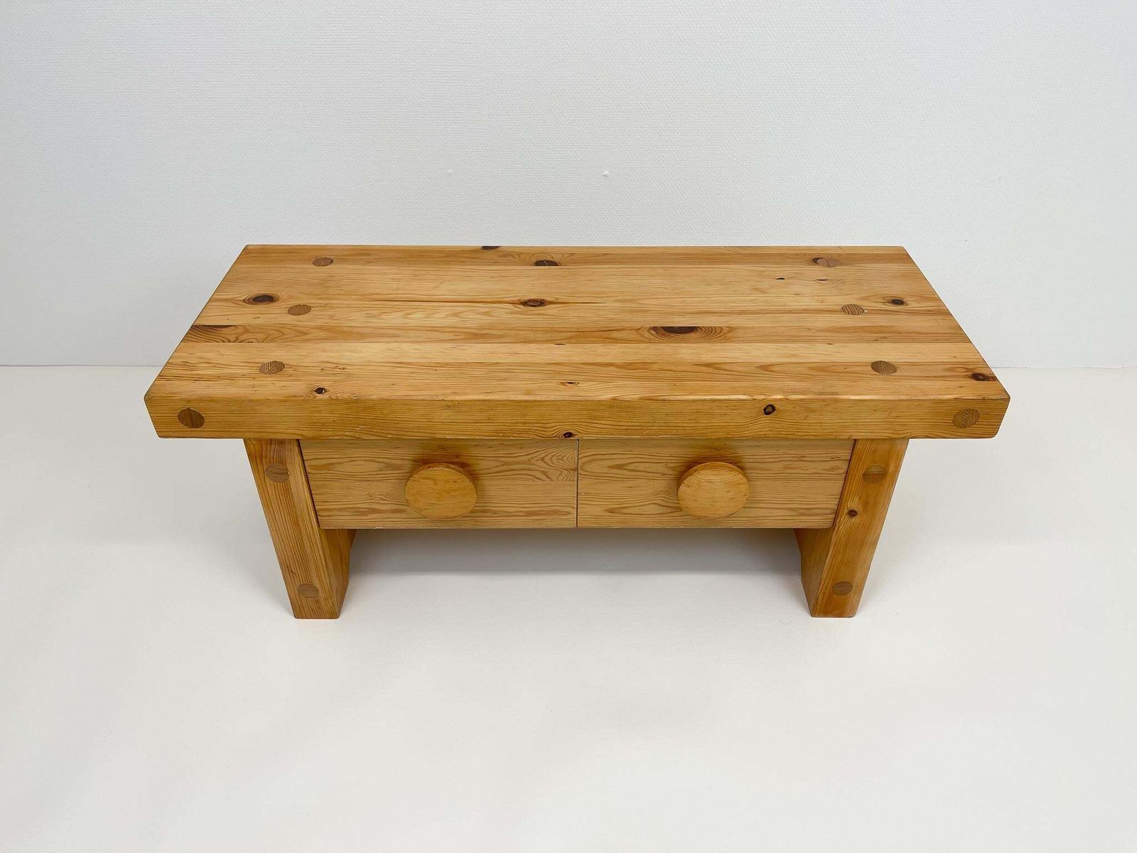 Scandinavian Modern Solid Pine Bench By Fröseke, Furniture Maker In Sweden, 1970s photo for sale