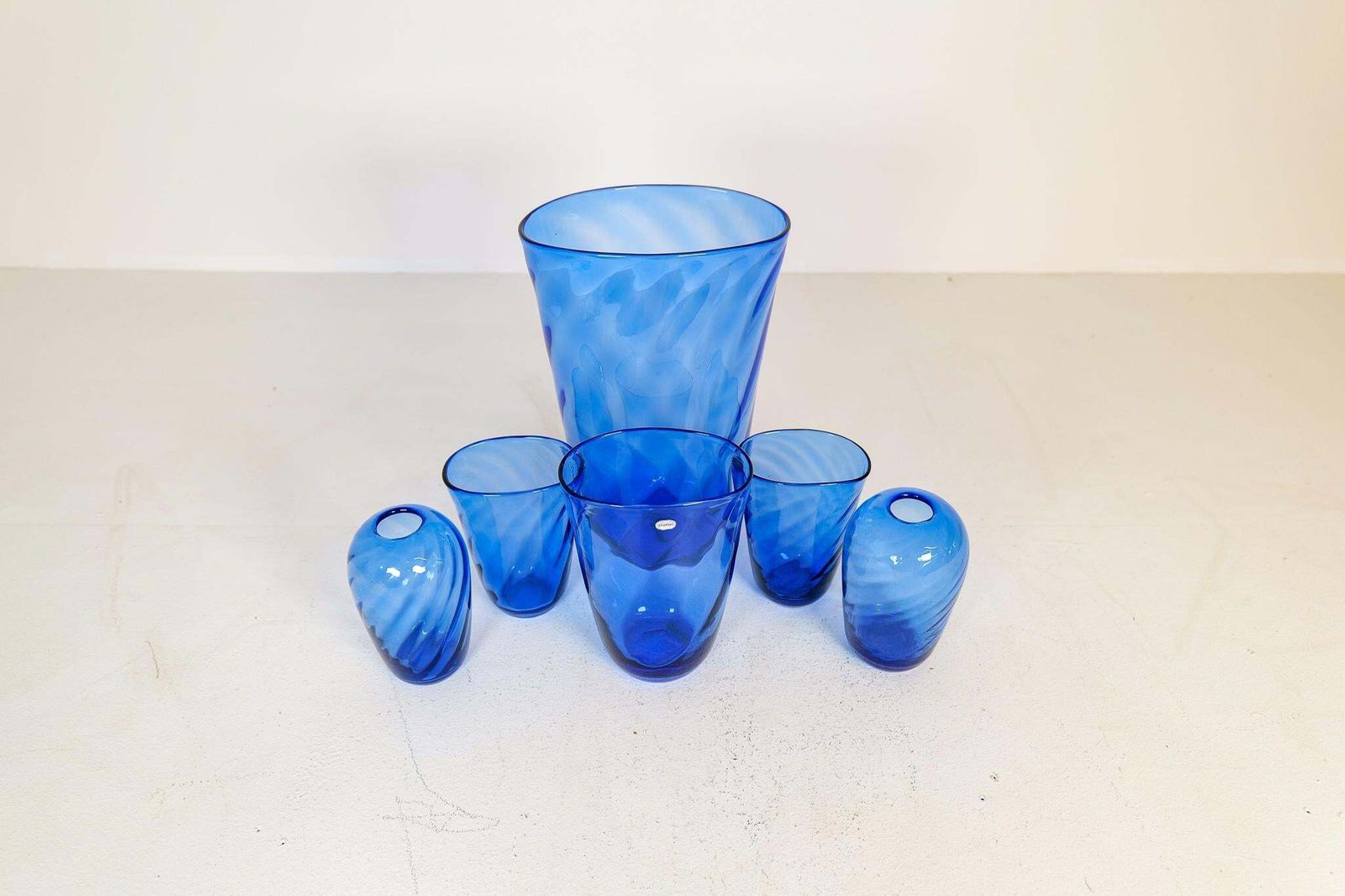 Art Deco Set Of 6 Glass Sculptured Handcrafted Vases Reijmyre, Sweden, 1930s photo 1711.0