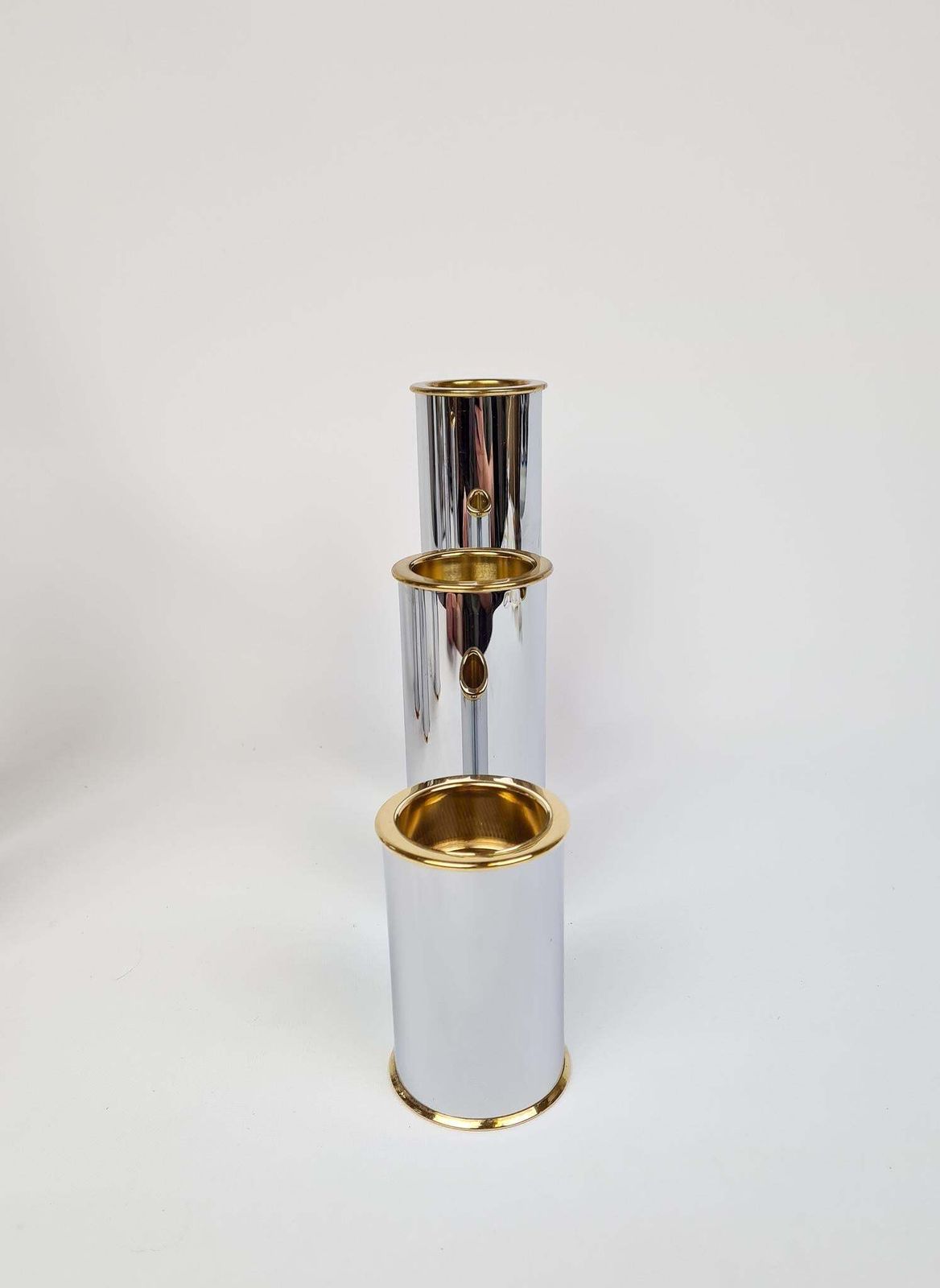 Swedish Modern Candelholders In Brass And Steel, Englesson, Sweden, 1970s photo vintage