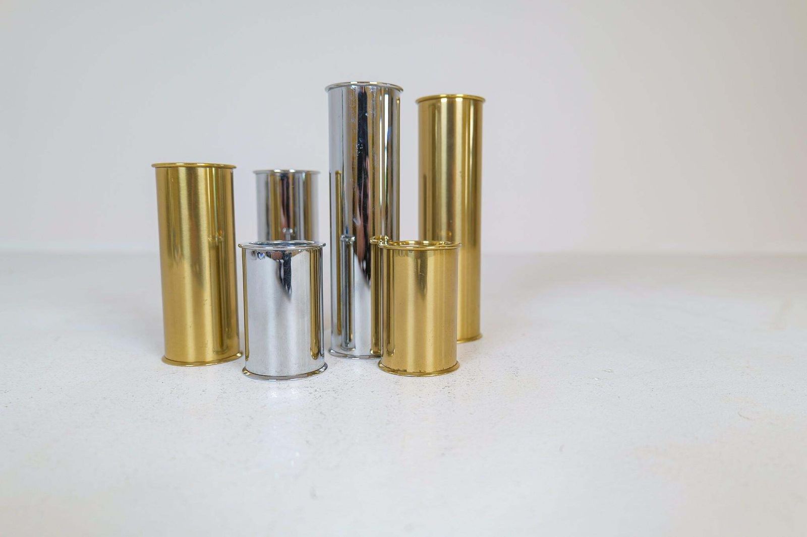 Swedish Modern Candelholders In Brass And Steel, Englesson, Sweden, 1970s photo Home Decor