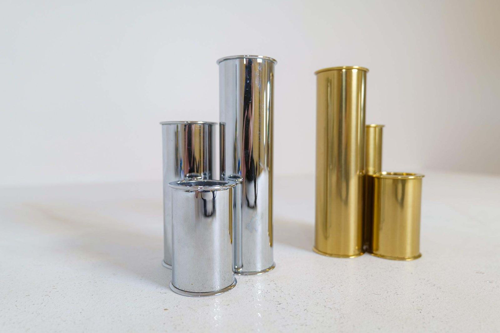 photo furniture Swedish Modern Candelholders In Brass And Steel, Englesson, Sweden, 1970s