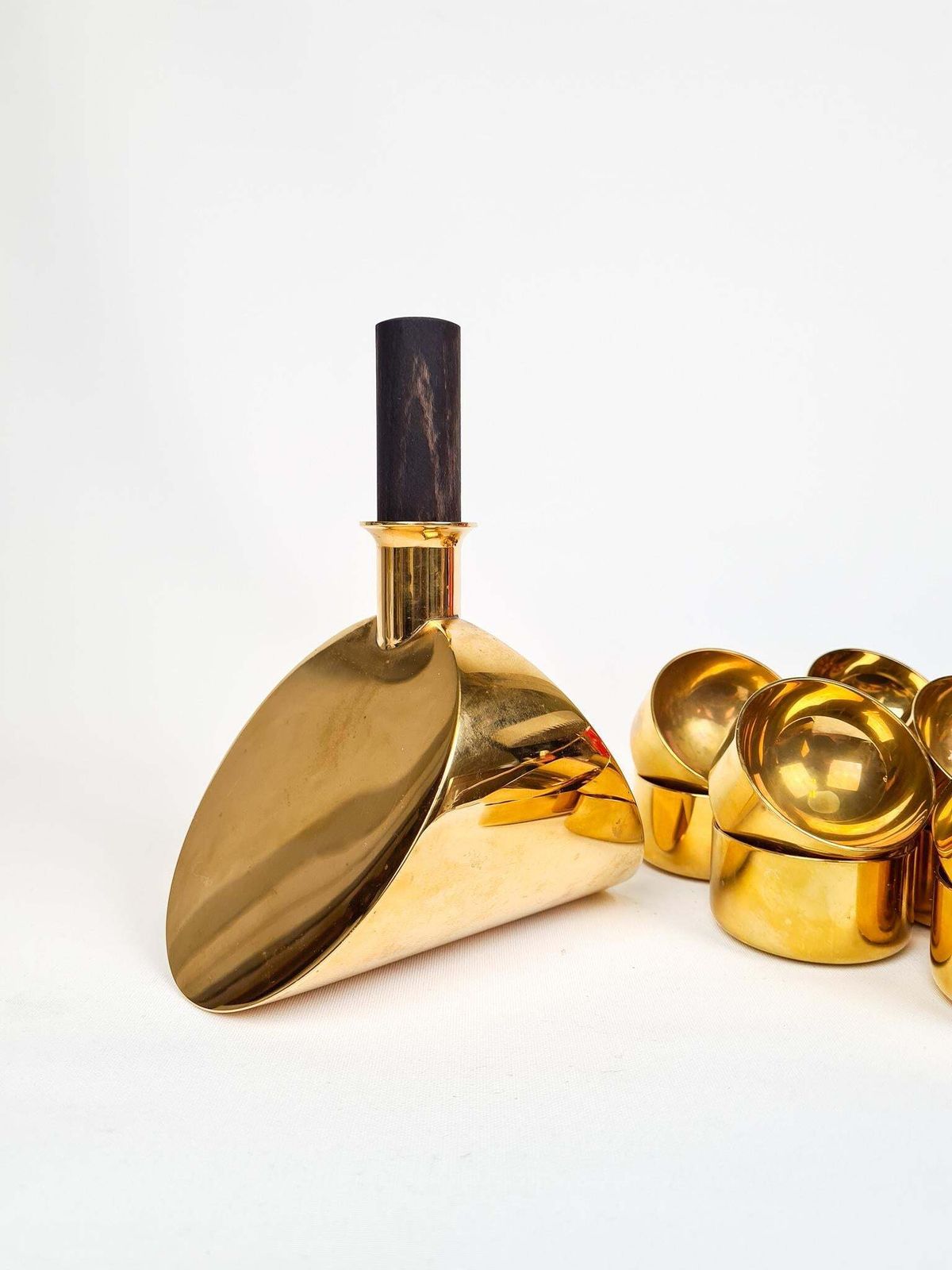 Collection Of Decanter And Bowls In Brass Pierre Forsell Skultuna, Sweden, 1970s photo Home Decor