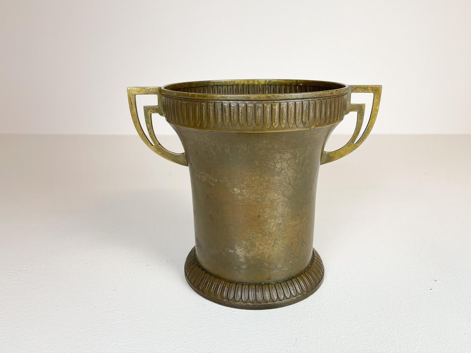 Art Deco Champagne Cooler Copper And Brass Relief Pattern Sweden, 1930s photo for sale