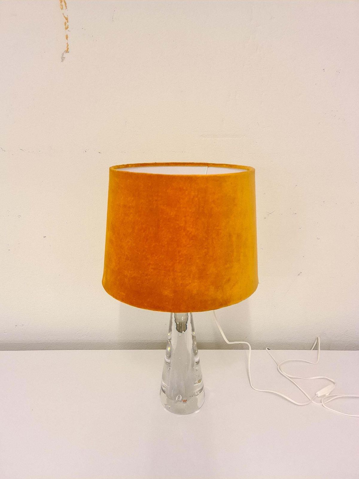 Midcentury Crystal Glass Table Lamp By Vicke Lindstrand Kosta, Sweden photo for sale