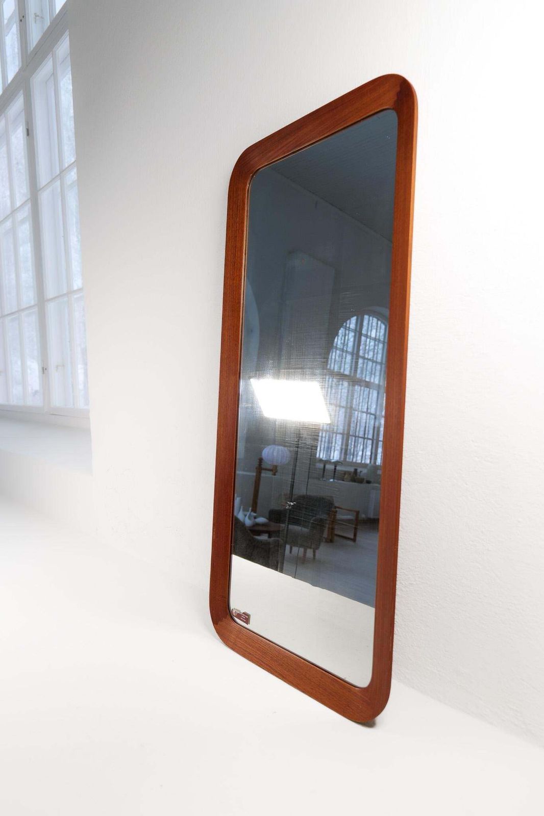 Midcentury Modern Sculptural Wall Mirror, Teak, Crystal Glass, Glas & Trä, 1960s photo 2309.0