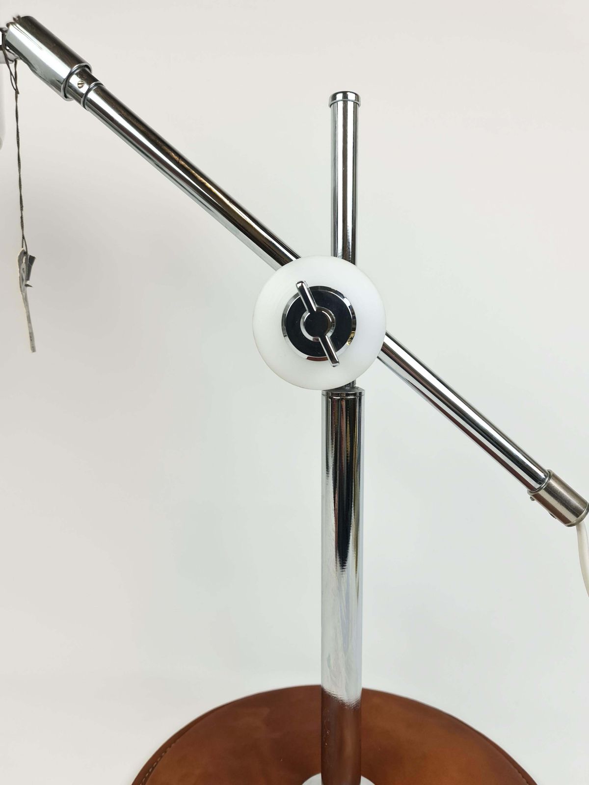 photo furniture Vintage Midcentury Brown Leather Chrome Atelje Lyktan Desk Lamp, Sweden