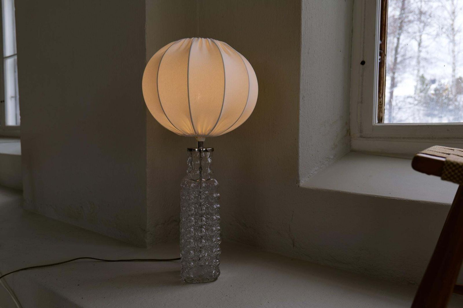 photo for sale Midcentury Modern Drop Shaped Crystal Rare Table Lamp Orrefors By Carl Fagerlund