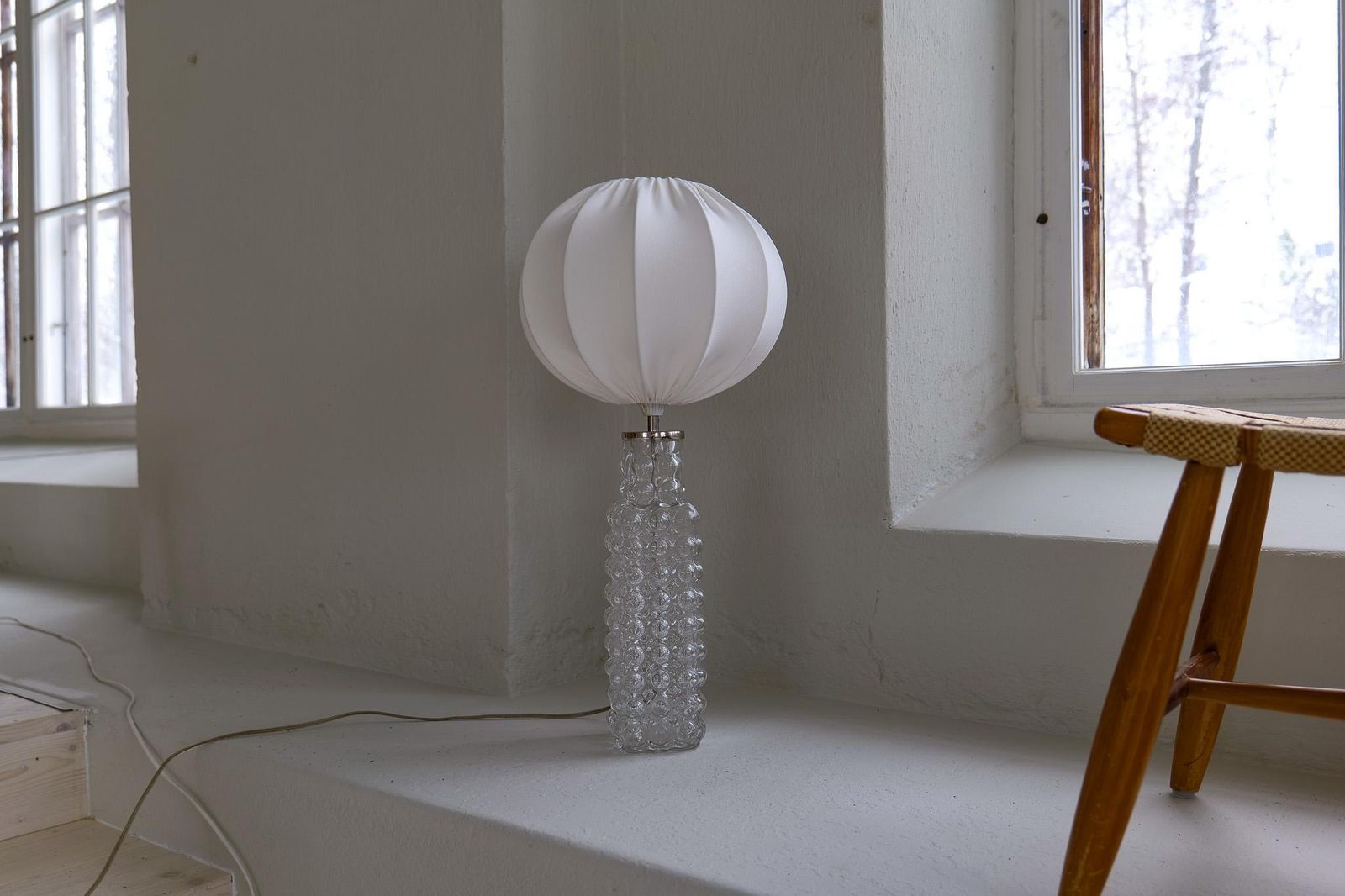 Lighting Midcentury Modern Drop Shaped Crystal Rare Table Lamp Orrefors By Carl Fagerlund photo