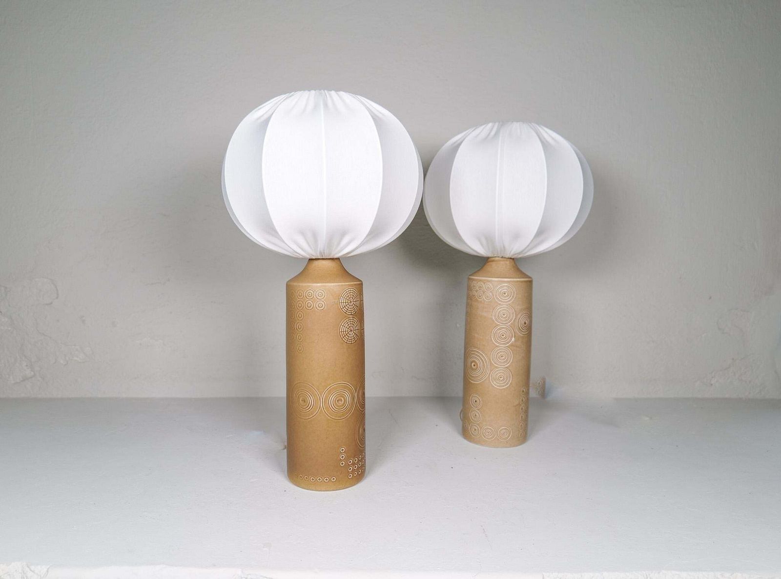 Midcentury Pair Of Olle Alberius, Rorstrand Porcelain Lamps Sweden 1960s photo for sale
