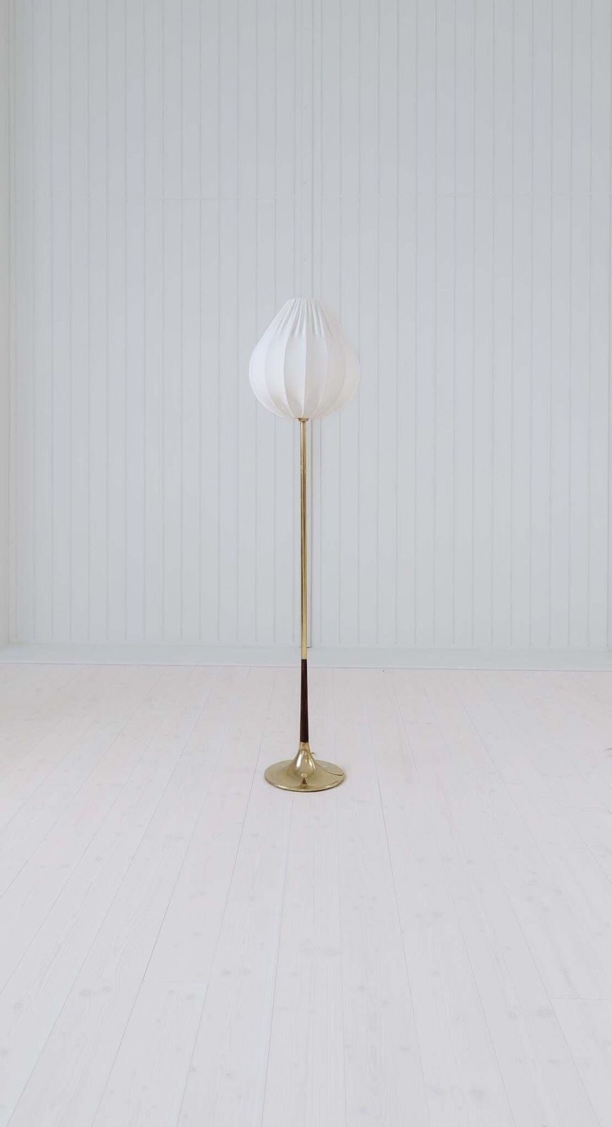 Midcentury Modern Trumpet Shaped Brass Floor Lamp, Sweden, 1960s photo Lighting