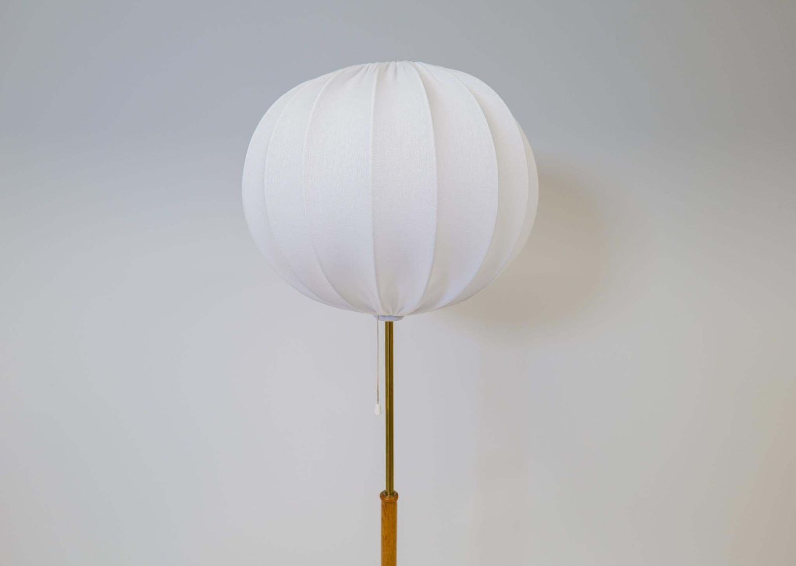 Midcentury Floor Lamp Brass And Oak Falkenbergs Belysning, Sweden, 1960s photo vinterior