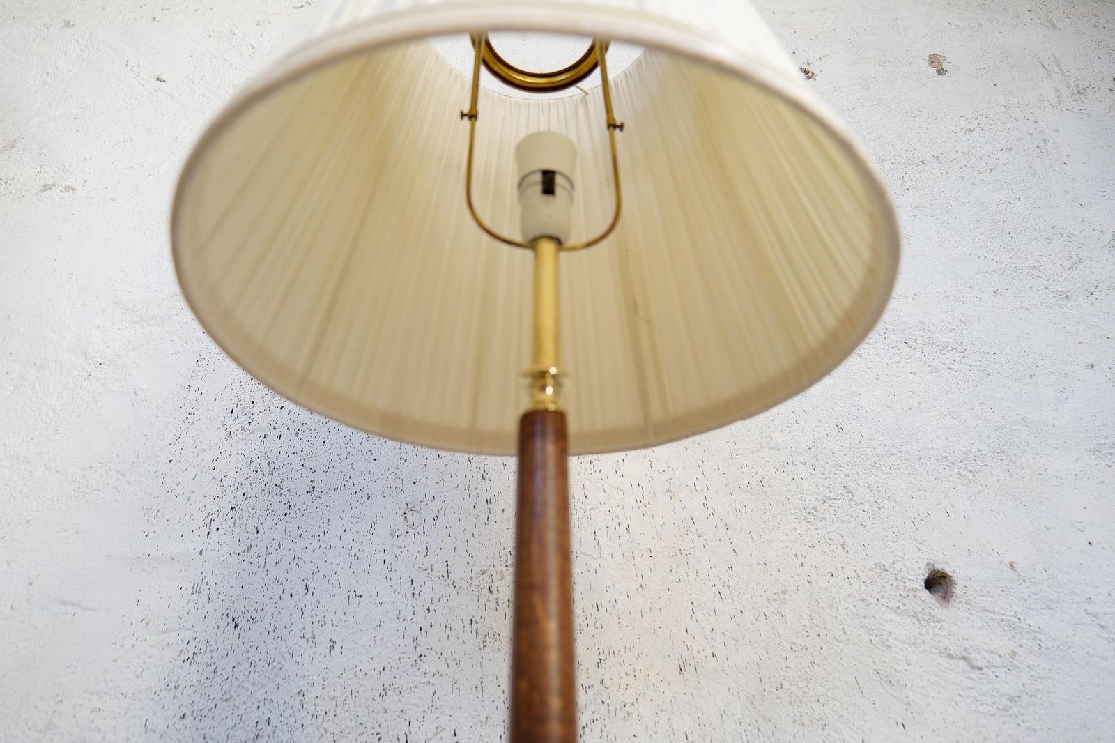 Mid Century Floor Lamp Brass And Polished Wood Böhlmarks, Sweden, 1940s photo buy